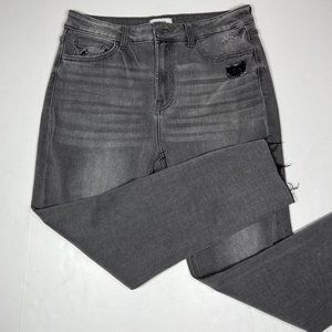 Ceros Womens Sophia High Rise Crop Skinny Jeans Gray Distressed GTHCK2039 Sz 31